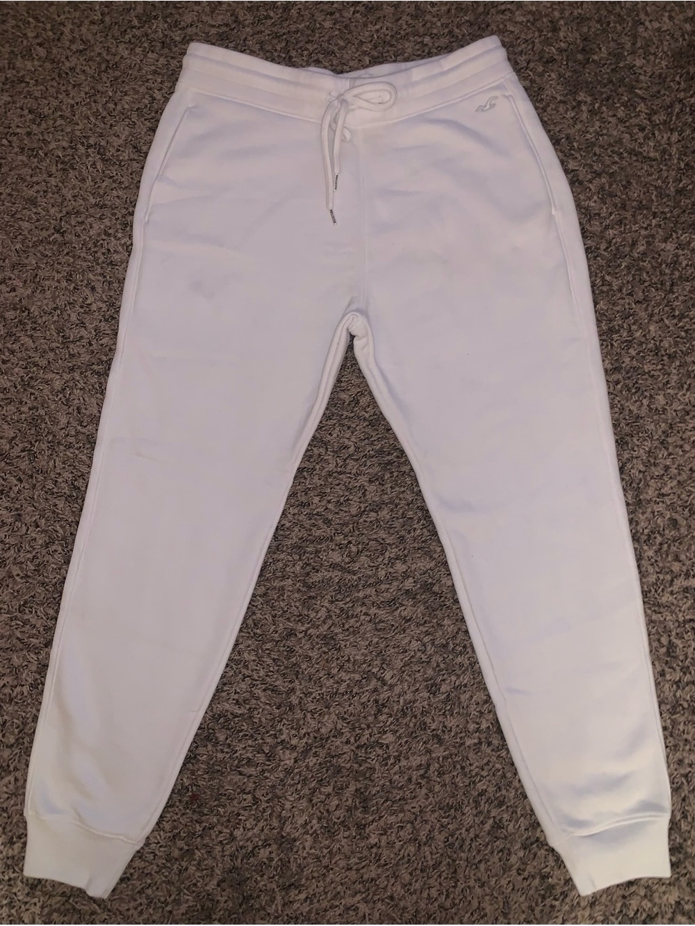 Hollister White Jogger Pants - Drawstring Casual Sweatpants Like Brand New